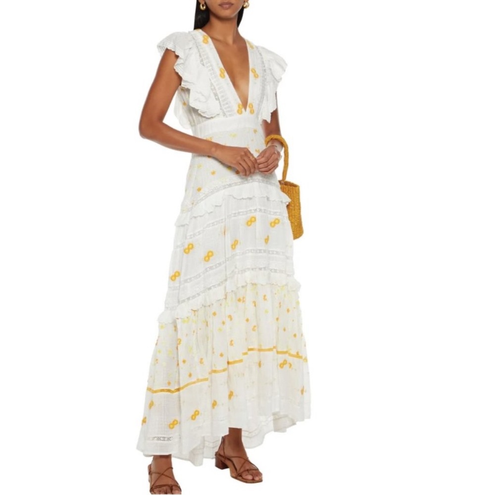 NWT LoveShackFancy Cortland Maxi Dress Antique White Size 4 Floral Lace - Picture 6 of 15